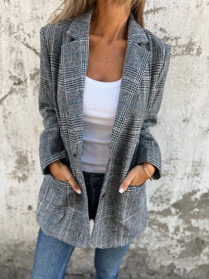 Basia - Blazer De Inverno Elegante a Xadrez