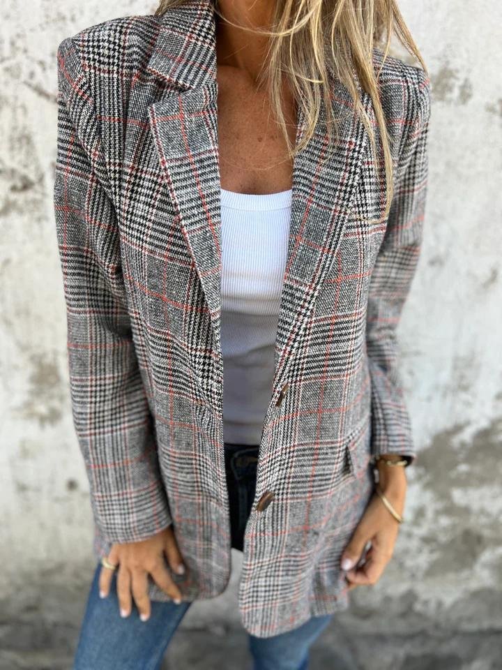 Basia - Blazer De Inverno Elegante a Xadrez