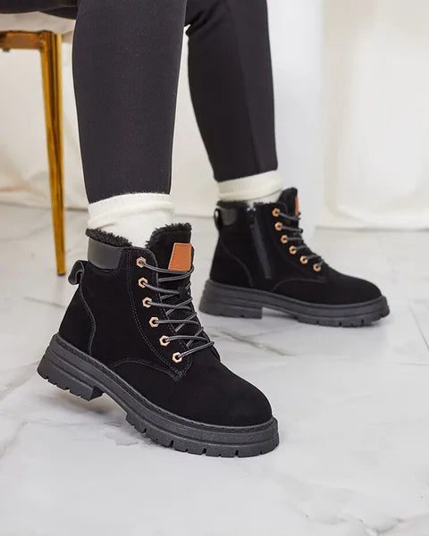 Alosia - Botas de Cano Curto com Atacadores e Sola Grossa