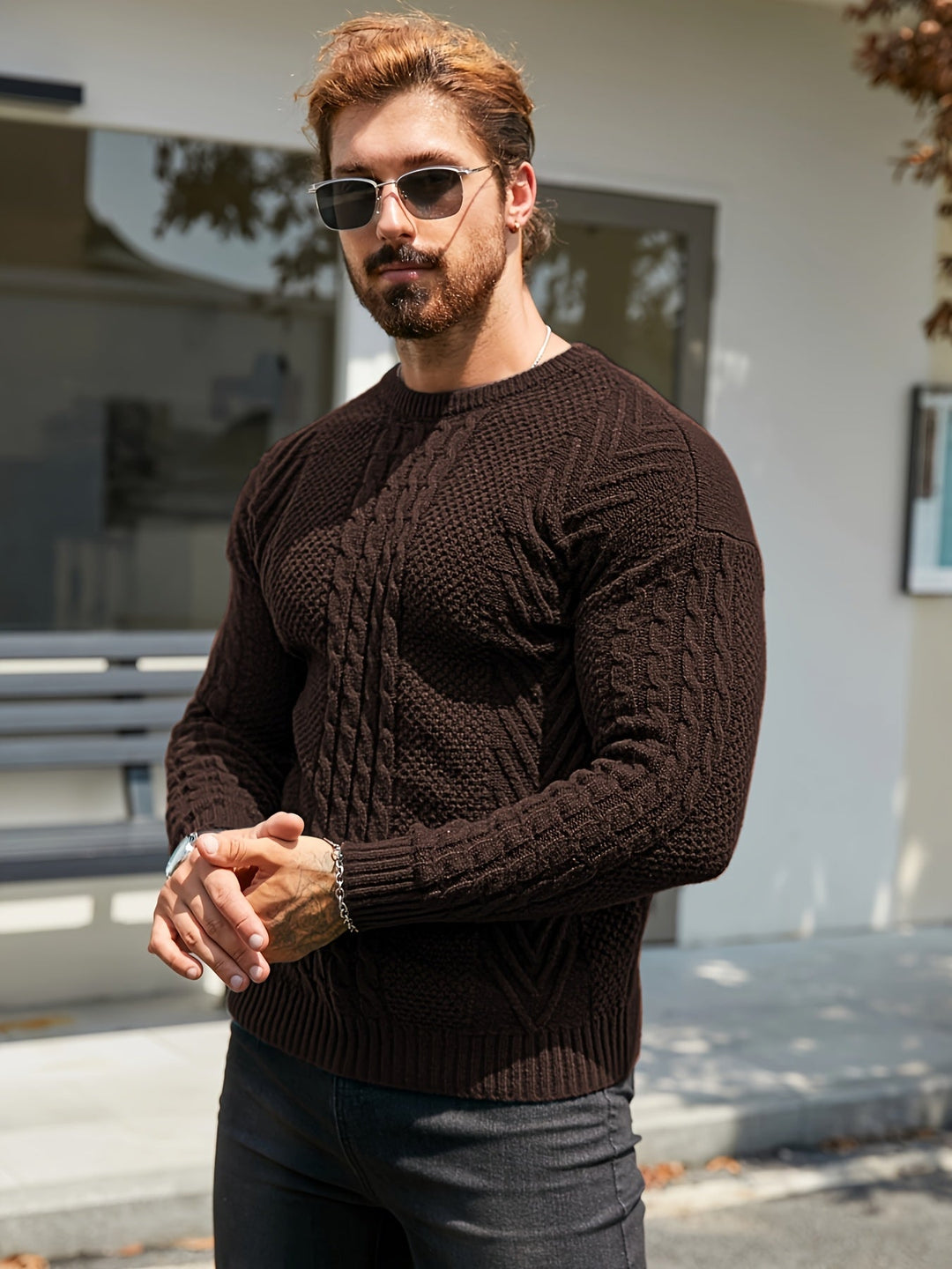 Eiduks - Camisola Clássica de Gola Redonda com Ponto Trançado