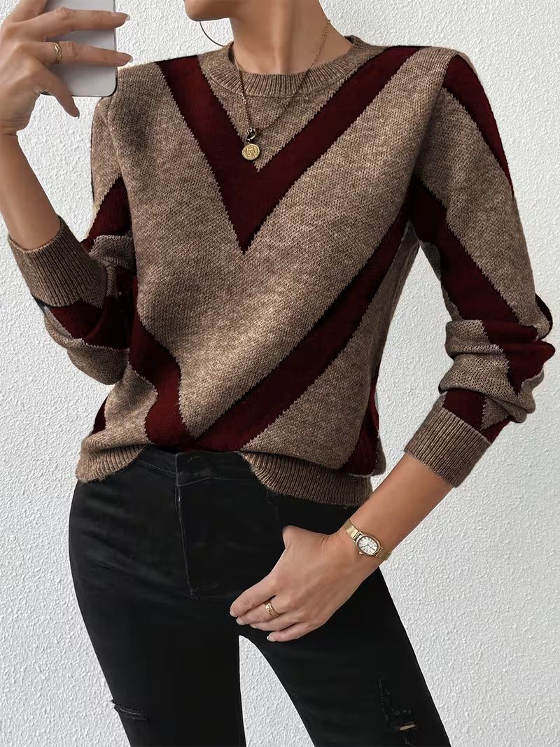 Minaza - Camisola De Gola Redonda Com Padrão Geométrico