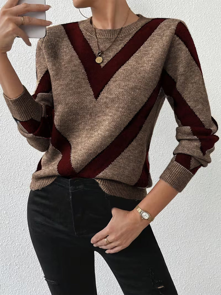 Minaza - Camisola De Gola Redonda Com Padrão Geométrico