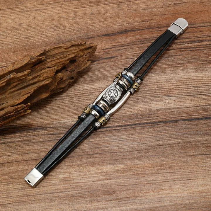 NorBrac - Pulseira De Couro Vintage Em Estilo Viking