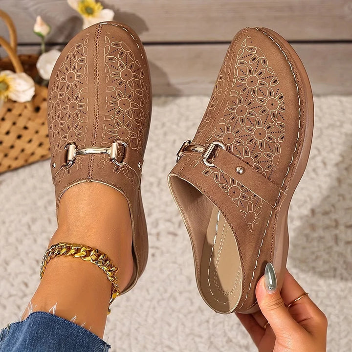 Hailen - Mules Casuais Com Padrão Floral e Sem Atacadores