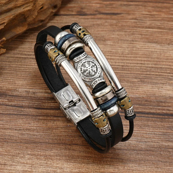 NorBrac - Pulseira De Couro Vintage Em Estilo Viking