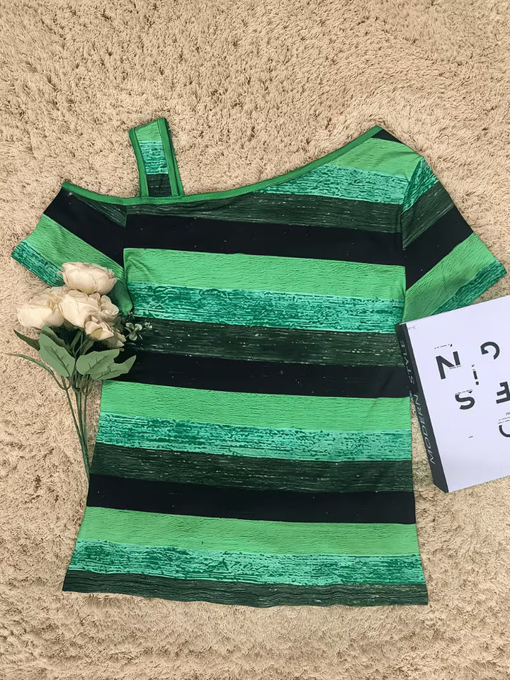 Sittina - T-Camisa às Riscas Com Ombros à Vista