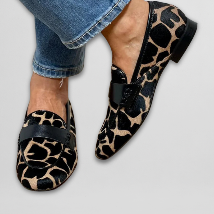 Estefania - Mocassins Elegantes Com Padrão de Girafa
