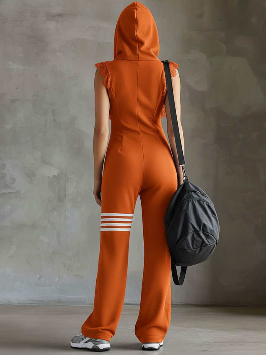 Emese - Conjunto De Uma Peça Com Estilo Retro Desportivo e Riscas