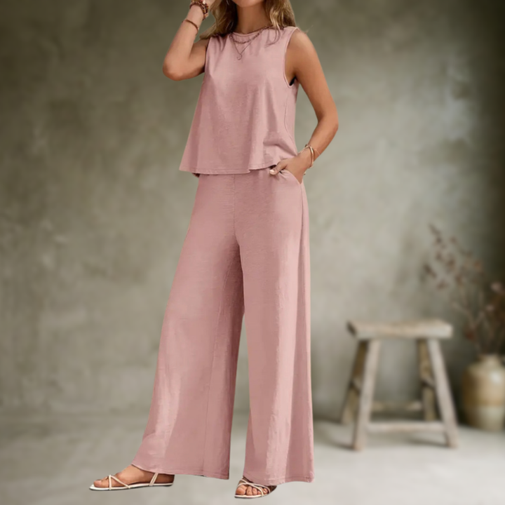 Alizeh - Conjunto Elegante De Duas Peças Sem Mangas
