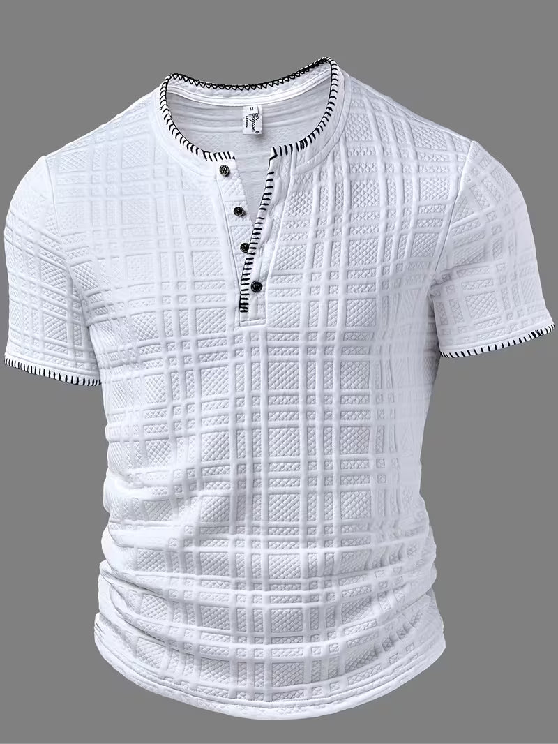 Layton - Camiseta Henley De Manga Curta Com Textura