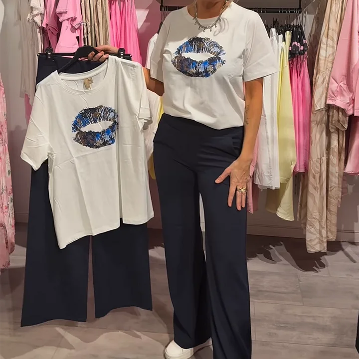 Lynnia - Conjunto De Top e Calças Estampados