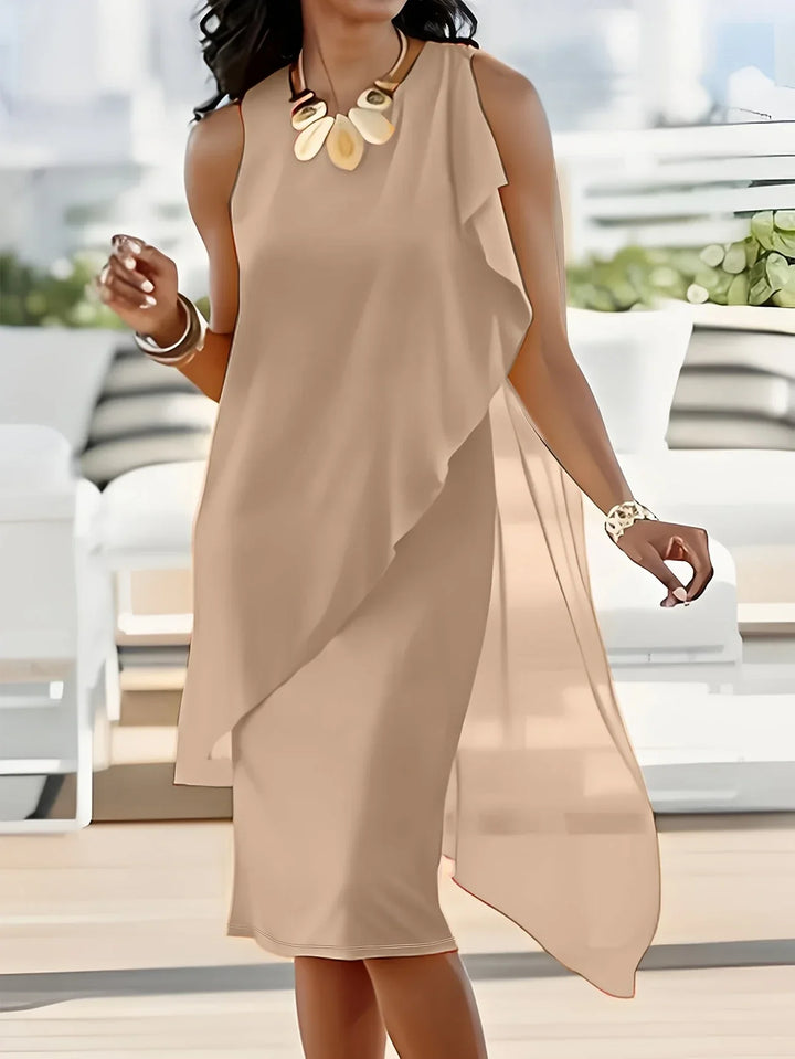 Maren - Vestido Midi Elegante Sem Mangas