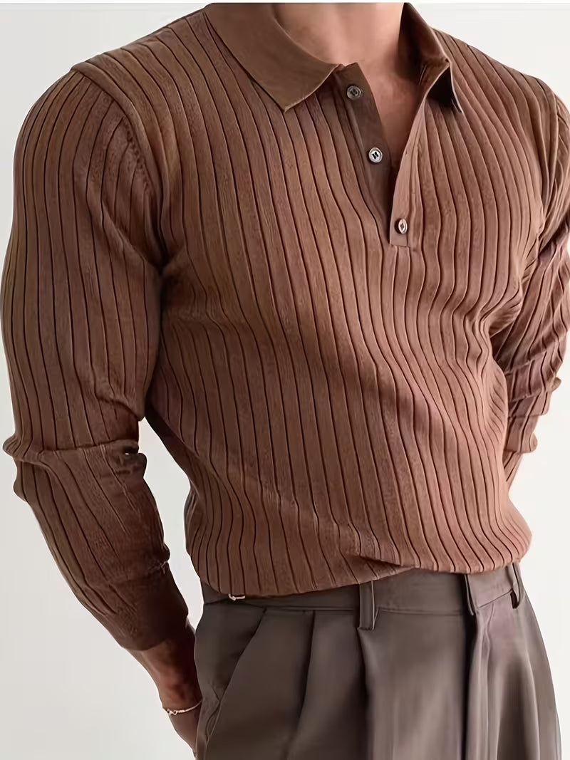 Kaeran – Pulover Polo Elegant Din Tricot Cu Nervuri