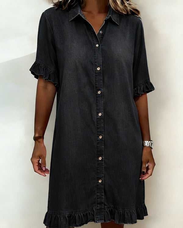 Ndapewa - Vestido Confortável de Ganga Com um Corte Lisonjeador