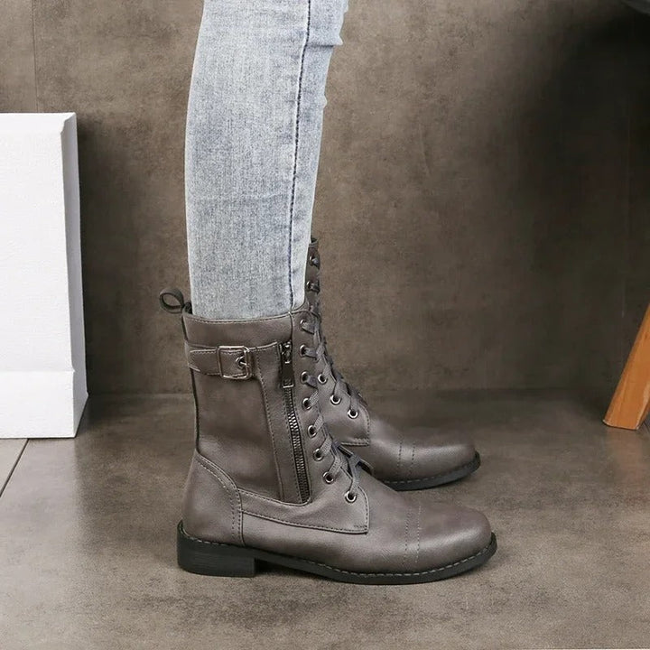 Eugenie - Botas Ortopédicas de Couro com Fecho Lateral