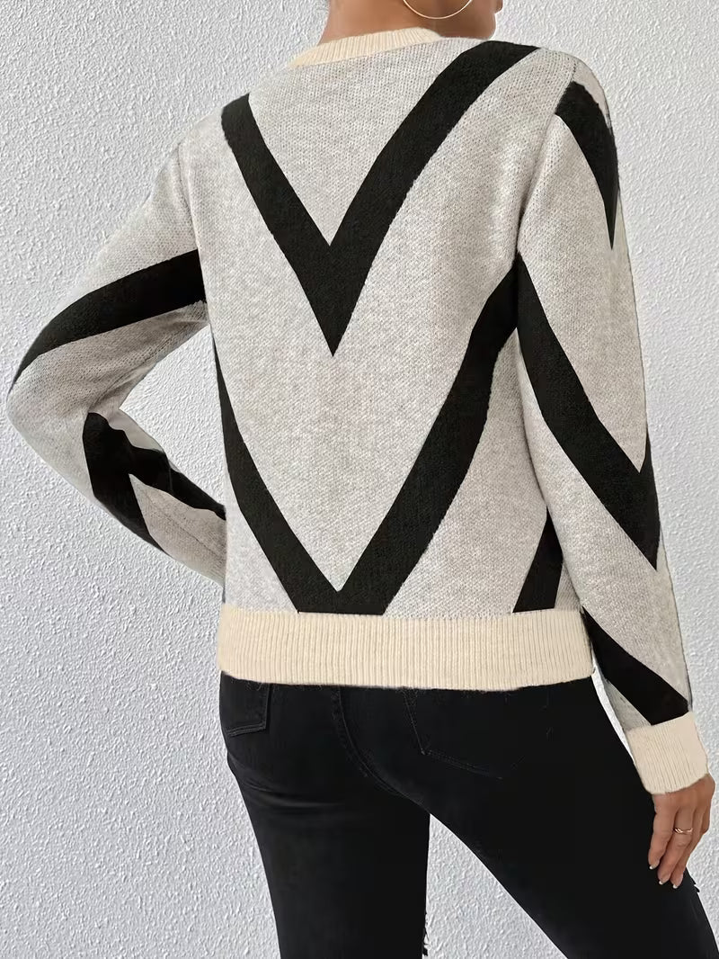 Minaza - Camisola De Gola Redonda Com Padrão Geométrico