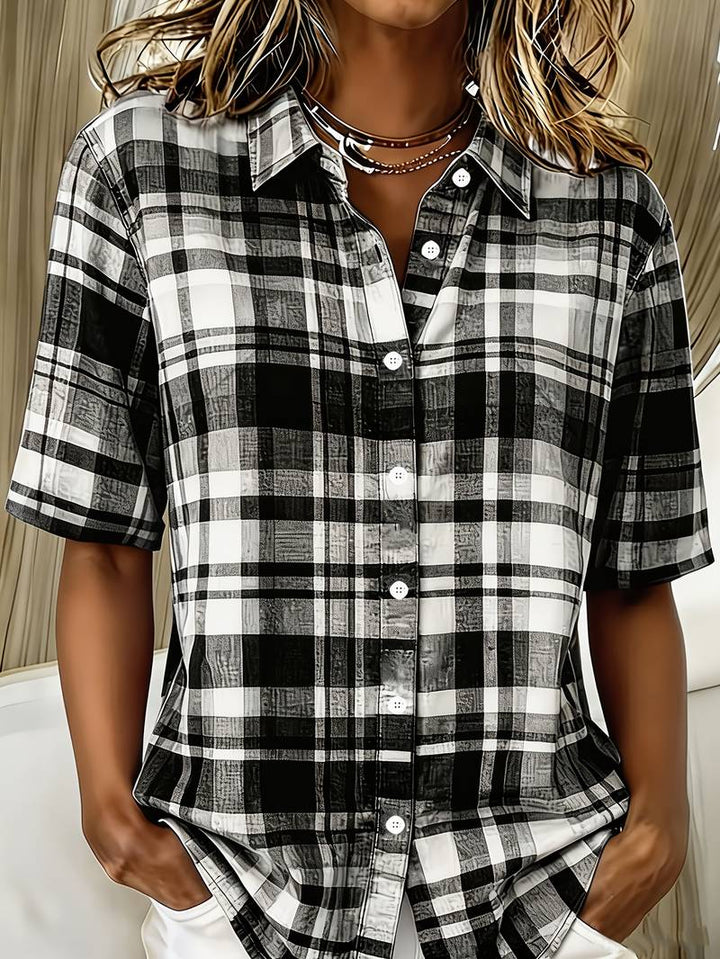 Endrita - Camisa Casual De Manga Curta Com Botões