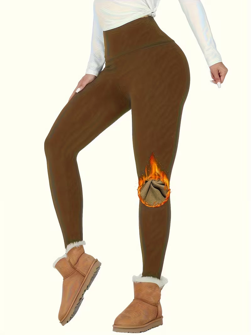 Linzay - Leggings De Cintura Alta Com Forro Térmico Em Velo