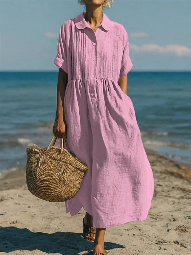 Janny - Vestido Camisa Elegante e Esvoaçante em Algodão