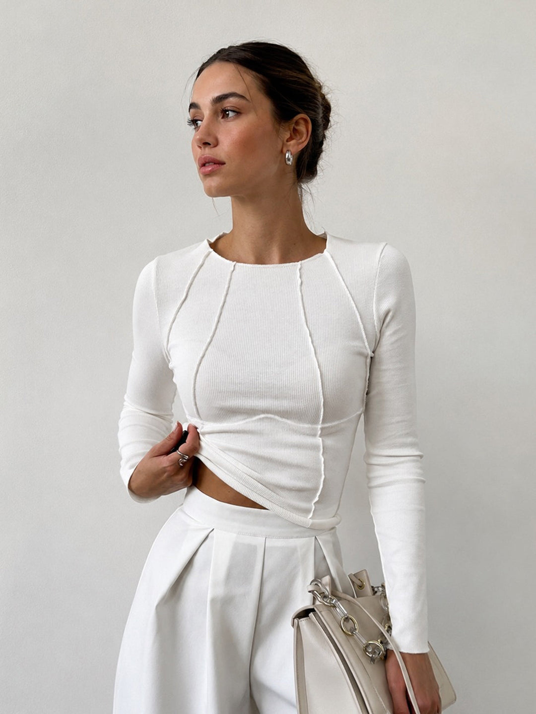 Tawia - Camisola De Manga Comprida Com Canelado E Corte Justo