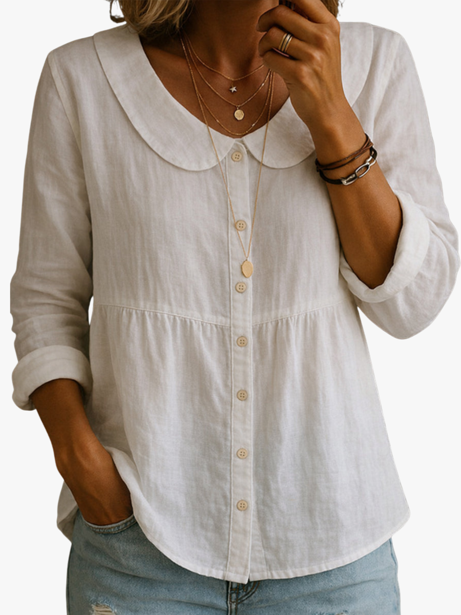 Neveni - Blusa de Manga Comprida Com Botões