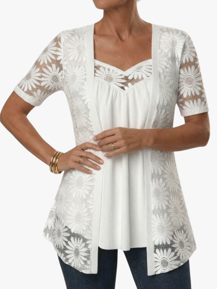Yahaira - Blusa Elegante De Manga Curta