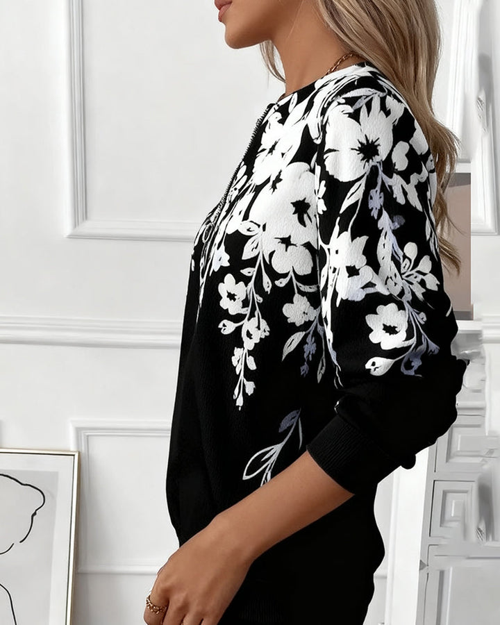 Jessalen - Camisola Com Meio Fecho E Gola Estampada