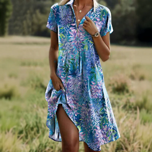 Rasanjali - Vestido Estampado Com Decote em V