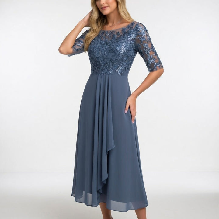 Zerda - Vestido Midi Elegante Em Renda