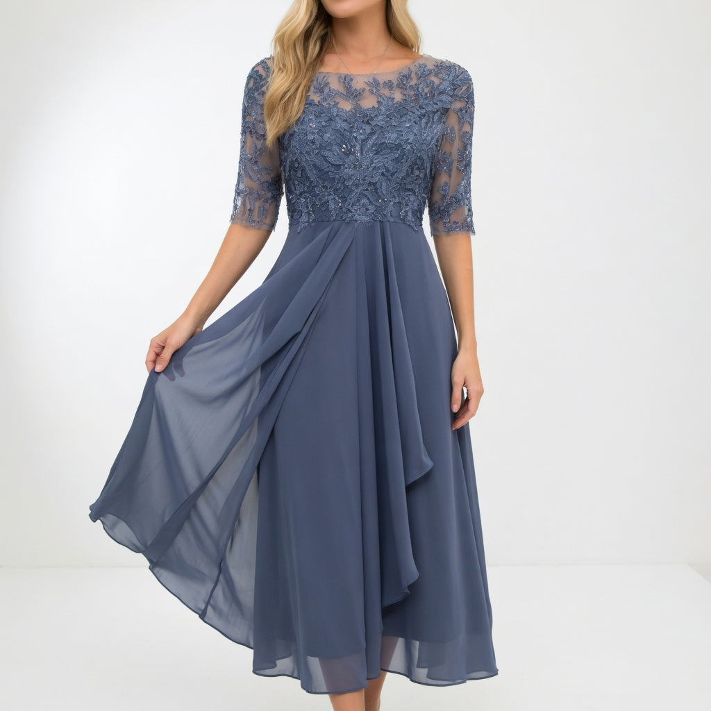 Zerda - Vestido Midi Elegante Em Renda