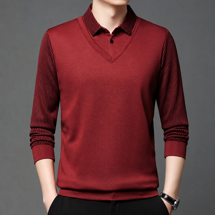 Pedroo - Camisola Com Mangas Às Riscas E Gola De Camisa Com Botões