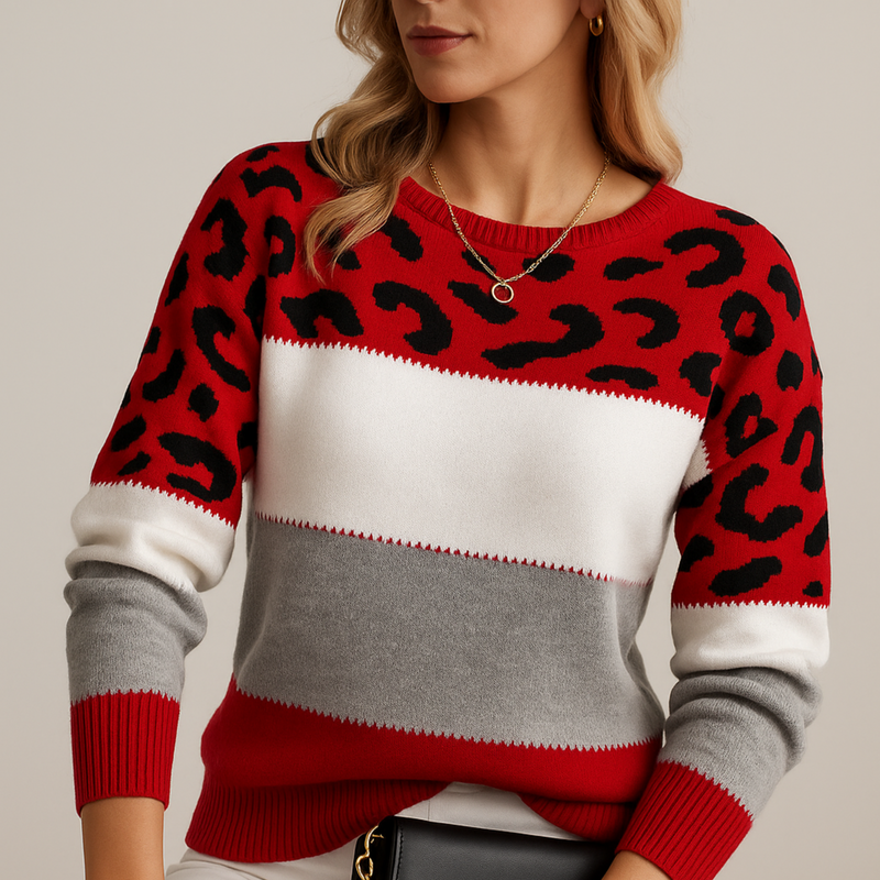 Diletta - Camisola Elegante com Padrão Leopardo