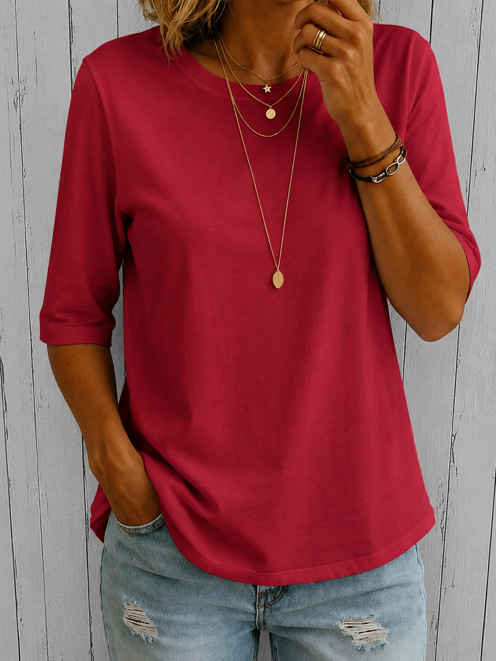 Beela - Comfortable T-shirt With O-Neck