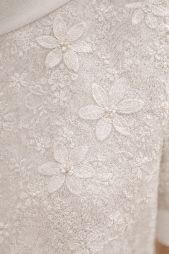 Minulya - Blusa de Manga Curta Com Motivos Florais