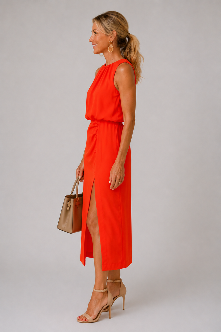 Antoinette - Vestido Middi Com Fenda Lateral