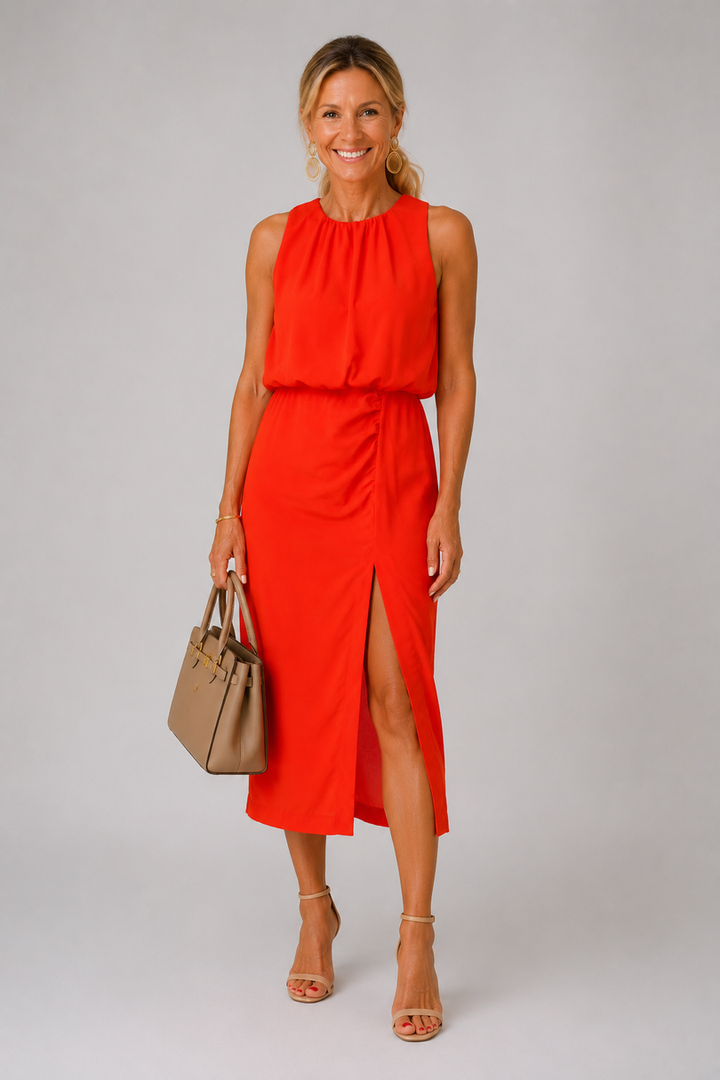 Antoinette - Vestido Middi Com Fenda Lateral