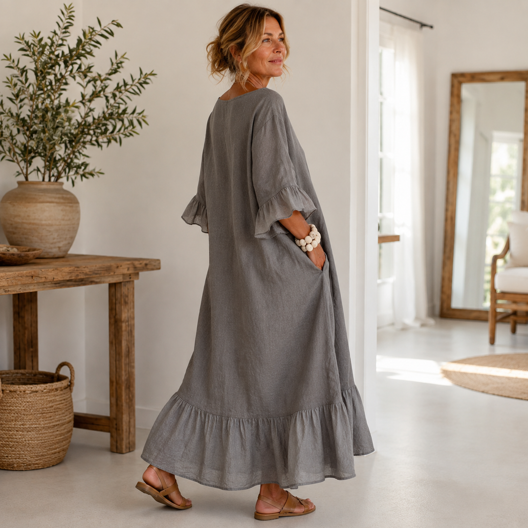 Hannele - Vestido Casual Com Folhos e Bolso