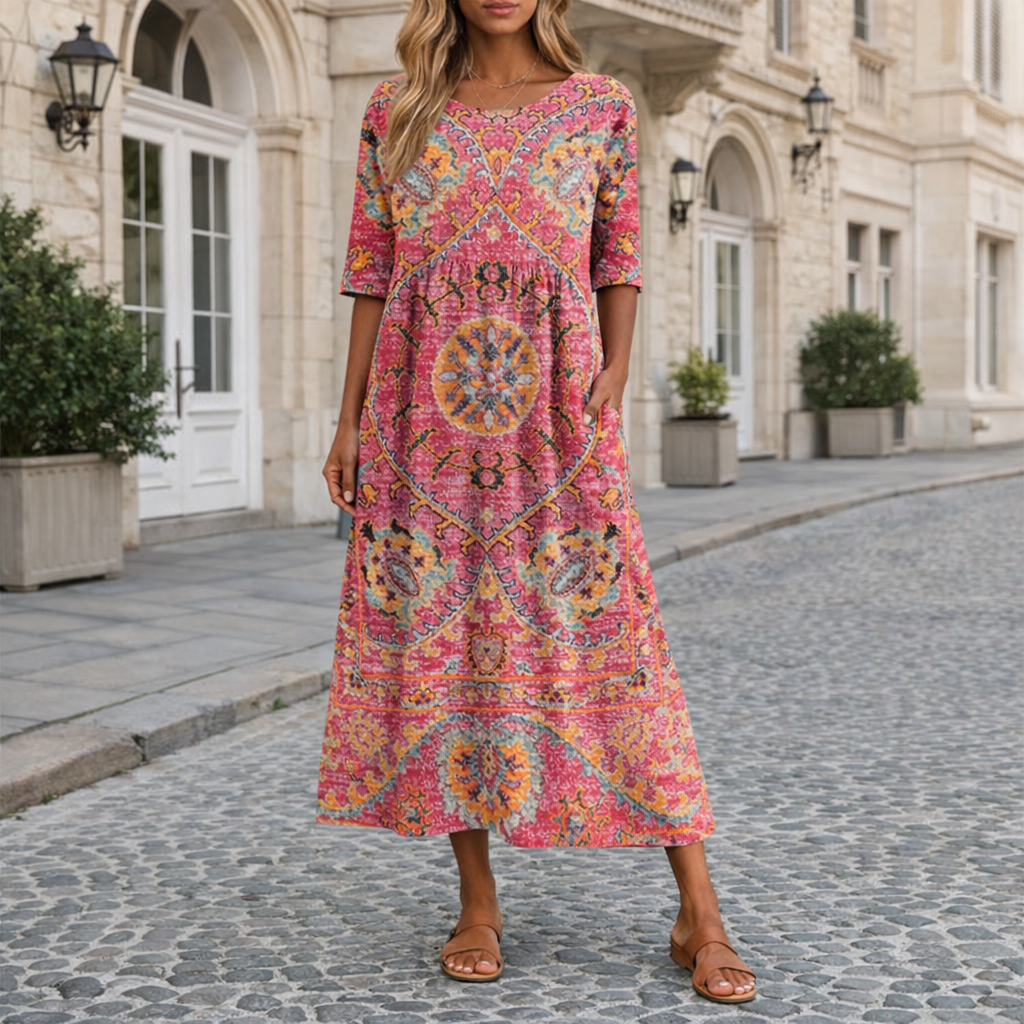 Medeina - Vestido Elegante Com Estampado