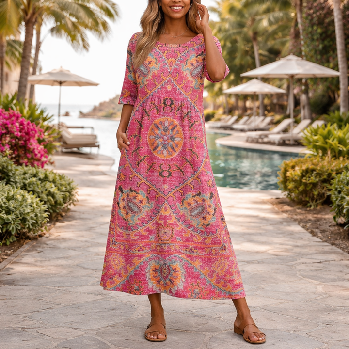 Medeina - Vestido Elegante Com Estampado