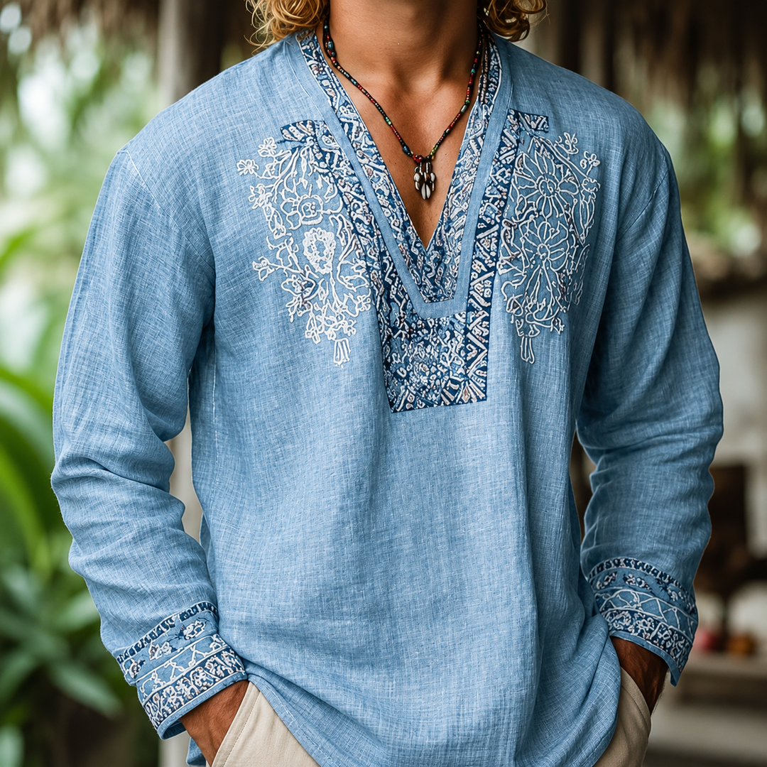 Tayson - Camisa De Verão Com Bordados Boémios