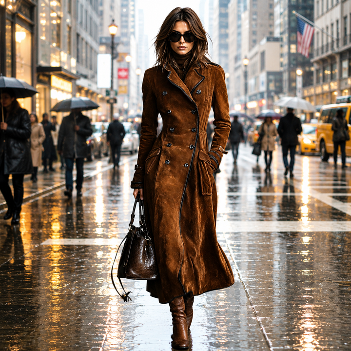 Derya - Long Suede Trench Coat
