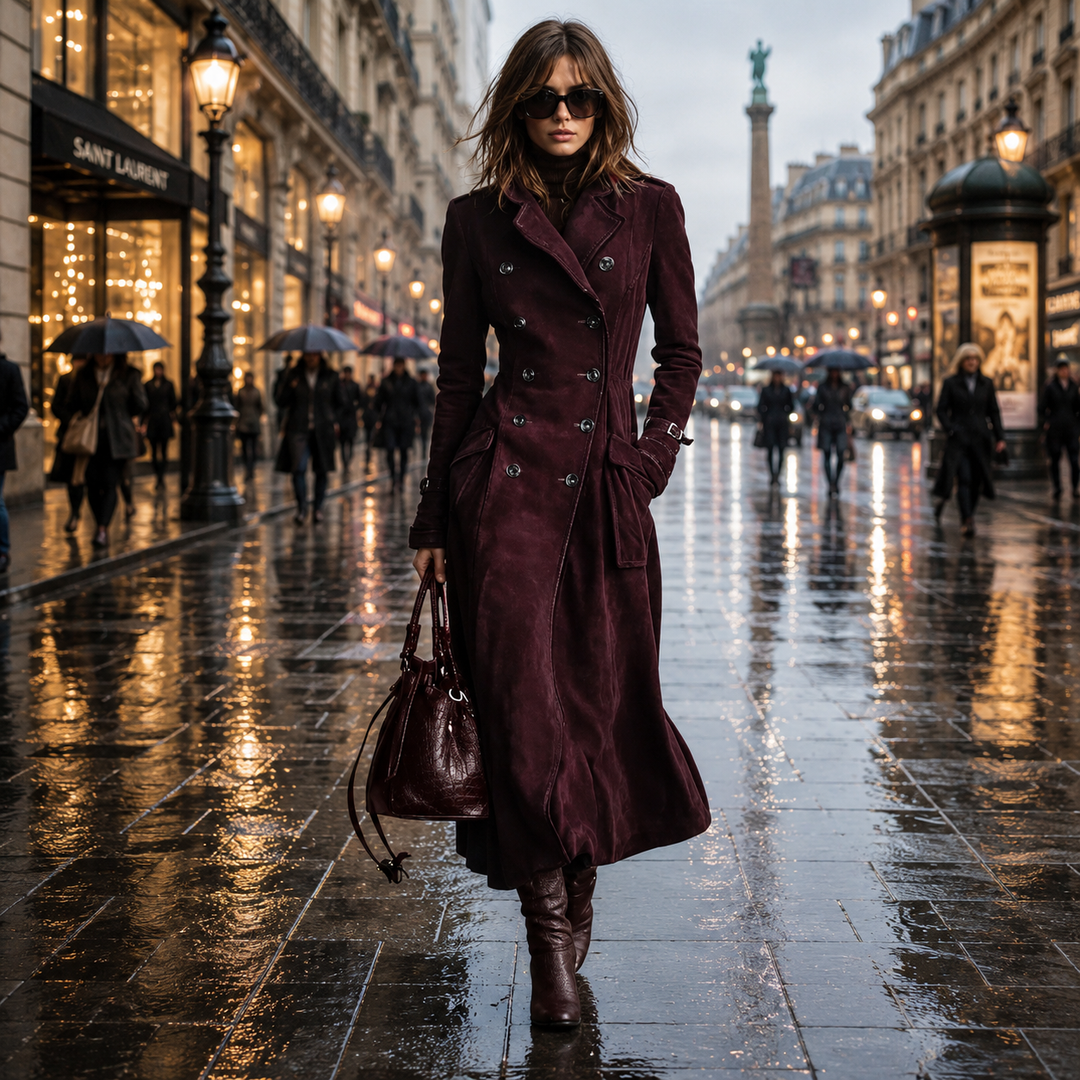 Derya - Long Suede Trench Coat