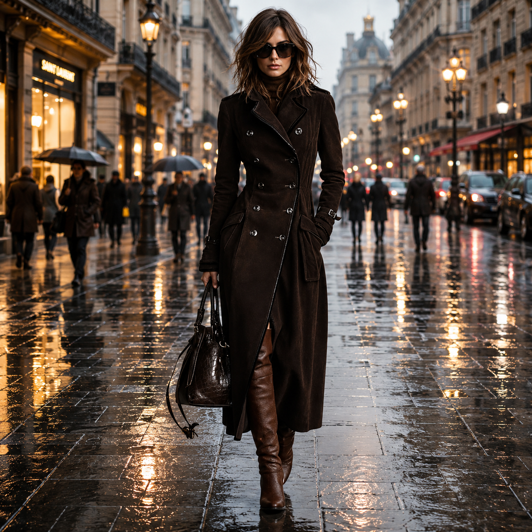 Derya - Long Suede Trench Coat