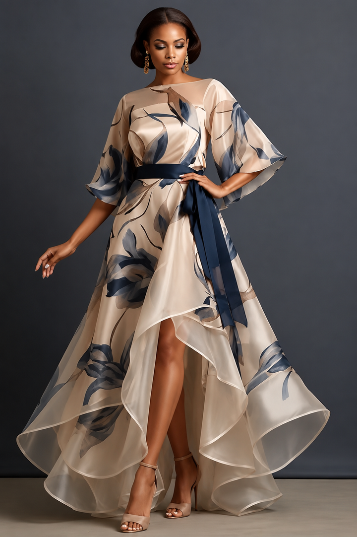 Lunara - Vestido Maxi De Chiffon Com Estampado Floral Esvoaçante