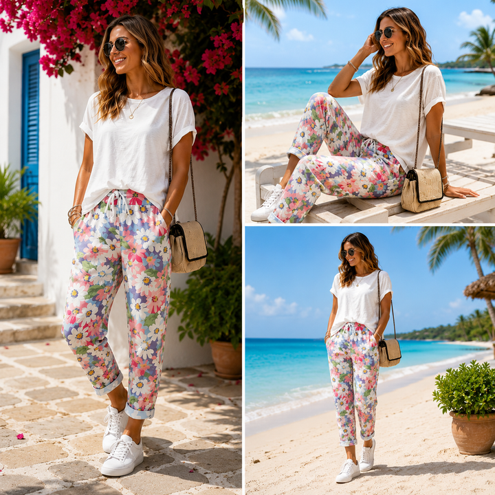 Leyza - Calças Justas Com Padrão Floral