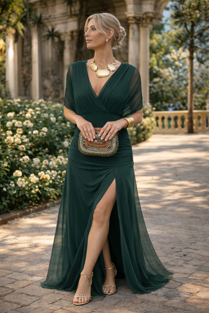 Nadeesha - Vestido Floral longo Com Decote em V