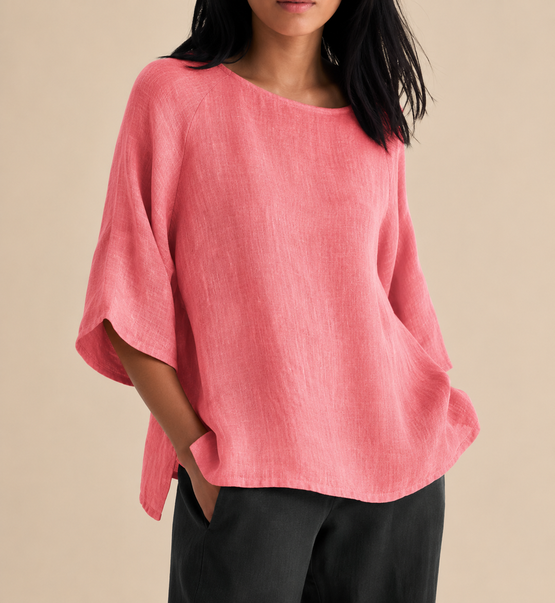 Steffi - Blusa Casual De Corte Largo Com Gola Redonda