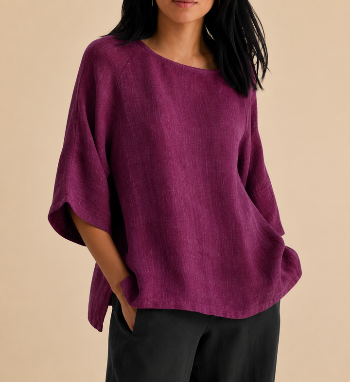 Steffi - Blusa Casual De Corte Largo Com Gola Redonda