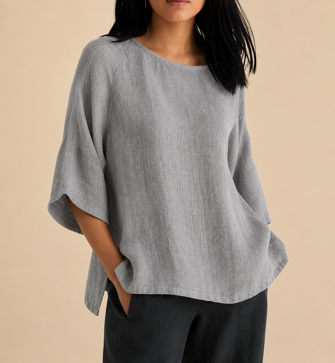 Steffi - Blusa Casual De Corte Largo Com Gola Redonda
