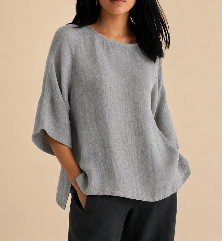 Steffi - Blusa Casual De Corte Largo Com Gola Redonda
